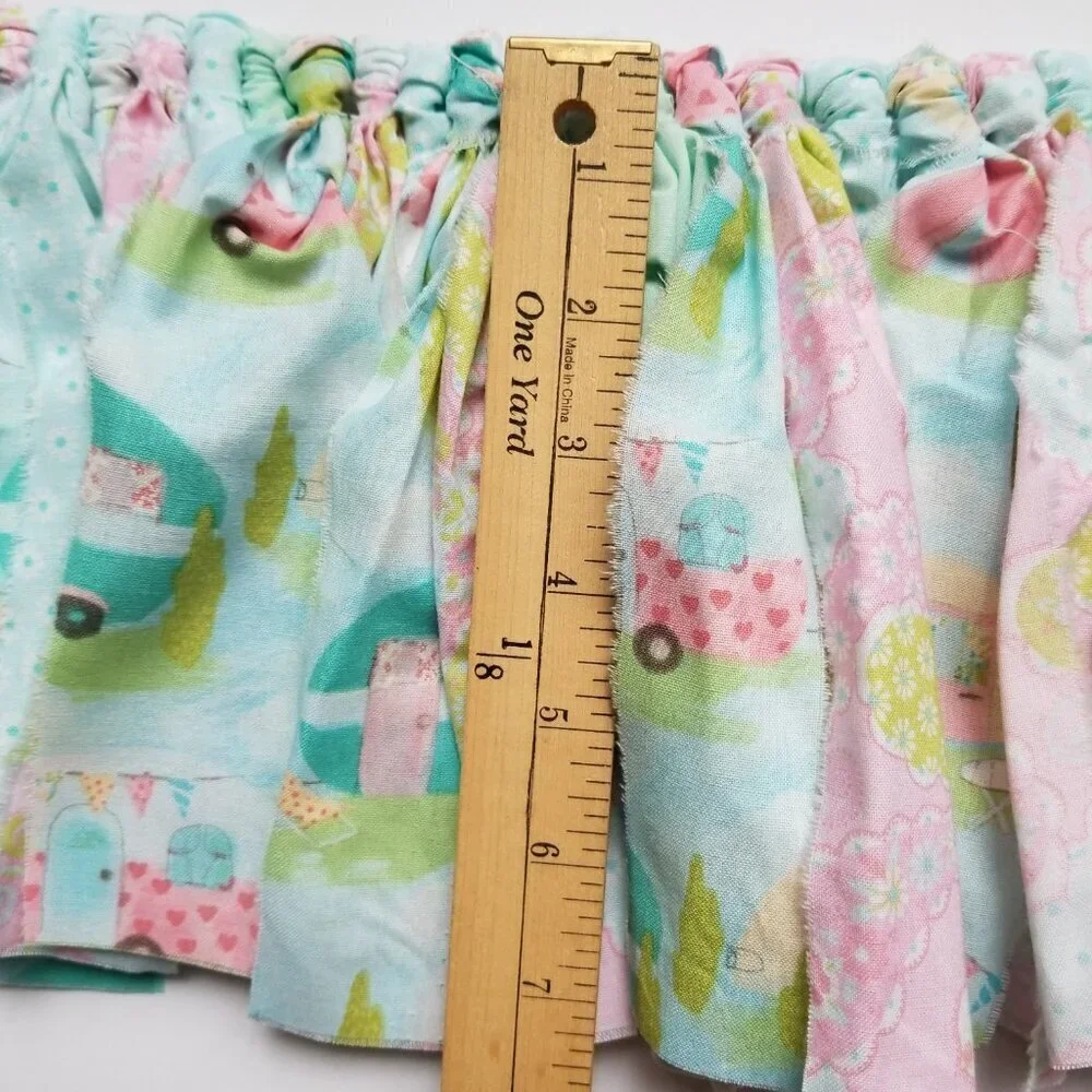 Fabric Banner Wall Hanging | Cubicle Decor, Fabric Garland | Pink Campers | 7’